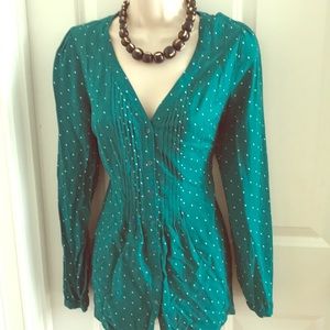 LC green polka dot blouse